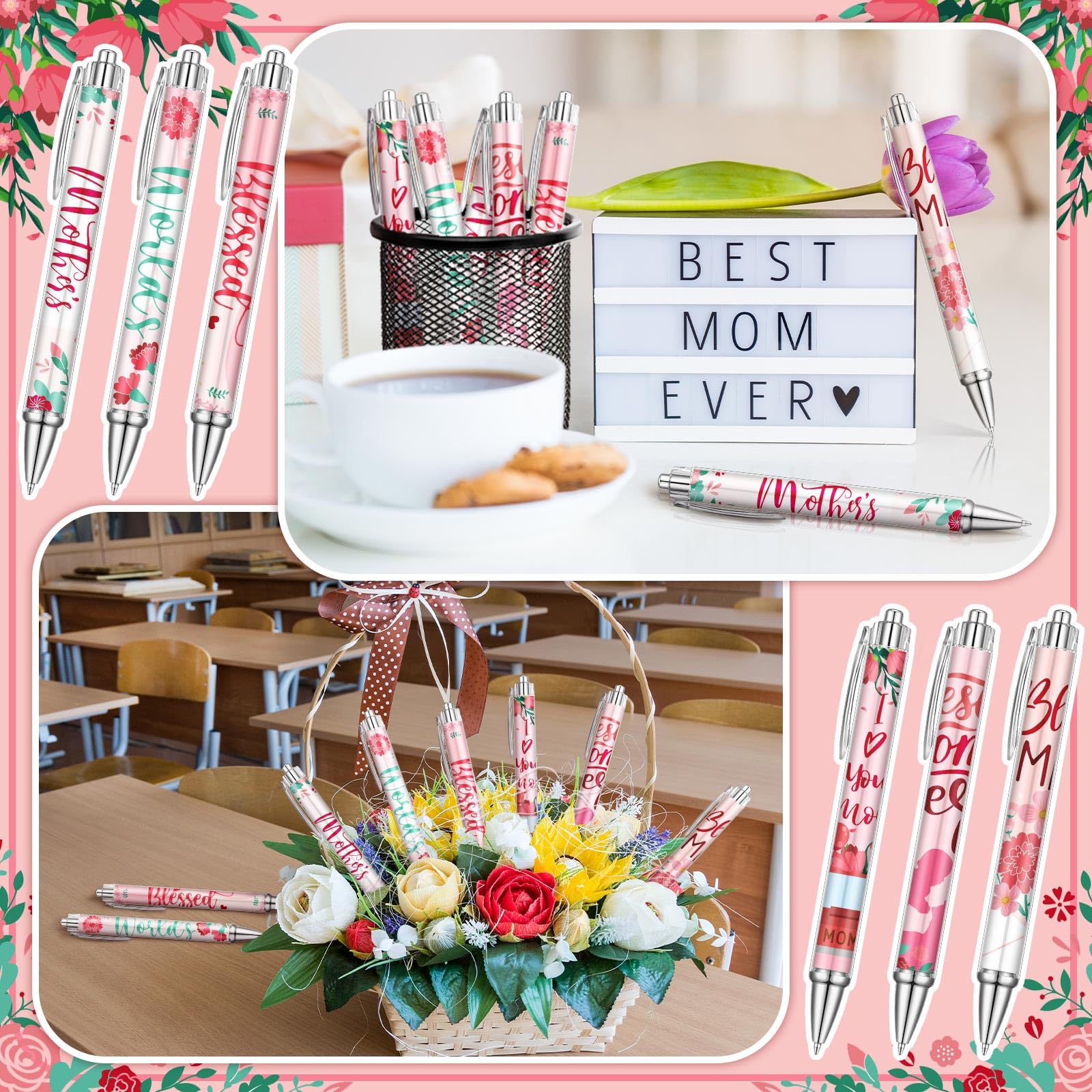 Humyoun 24 Pcs Christmas Pens Bulk for Mom Women Birthday Gifts