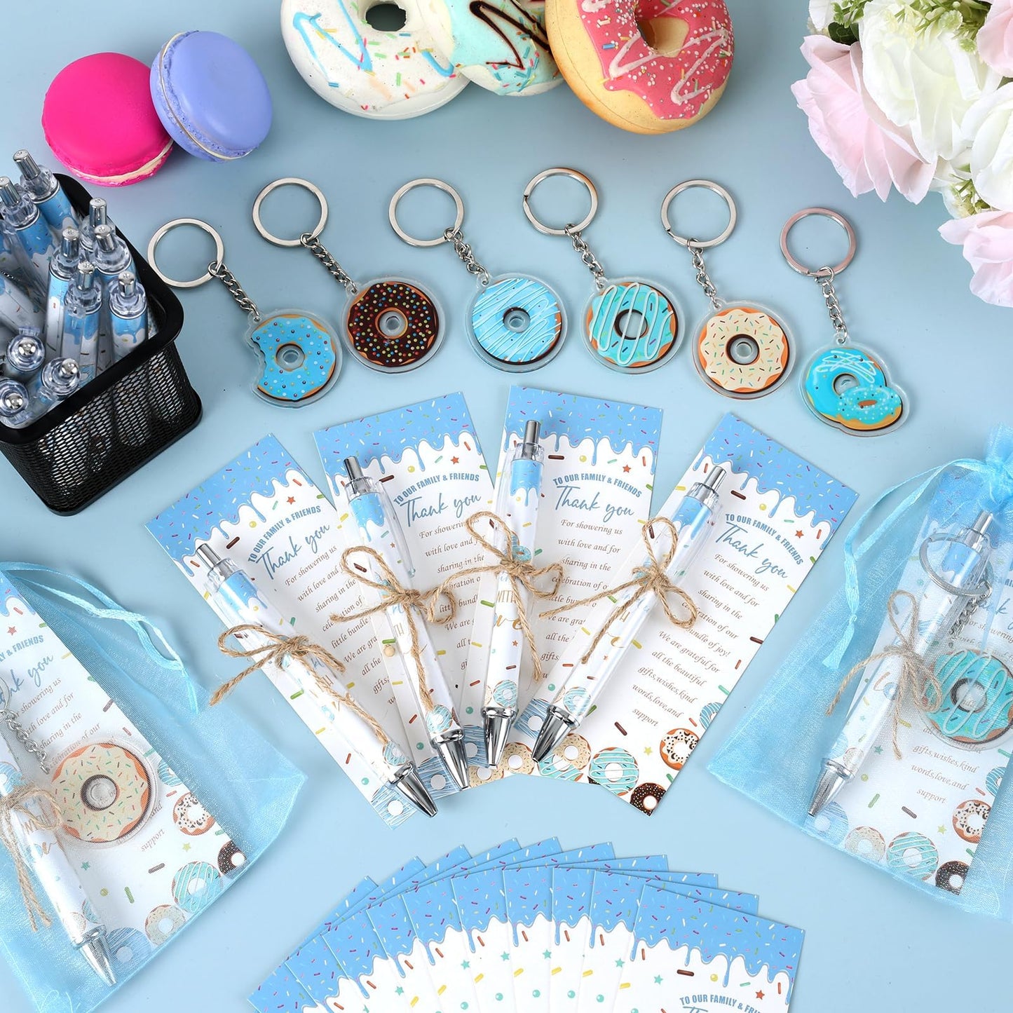 EYNDYN 145 Pieces Donut Baby Shower Favors for Guest Sprinkled with Love Ballpoint Pens and
