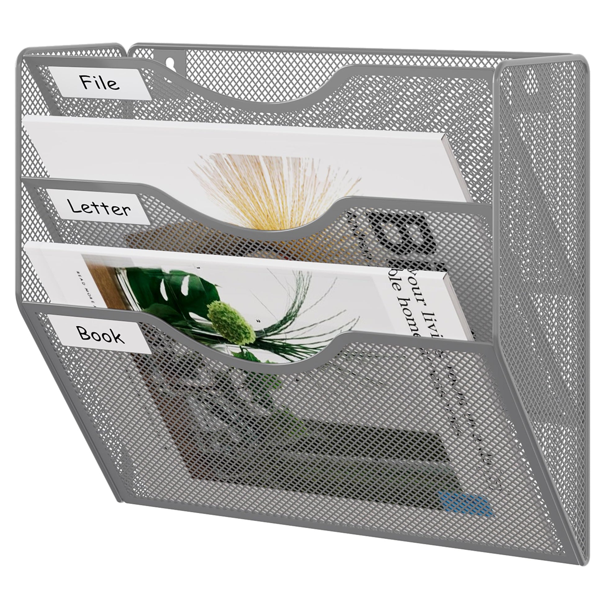EasyPAG 3 Pocket Mesh Wall File Organizer, Hanging Paper Folder Holder with Classify Label