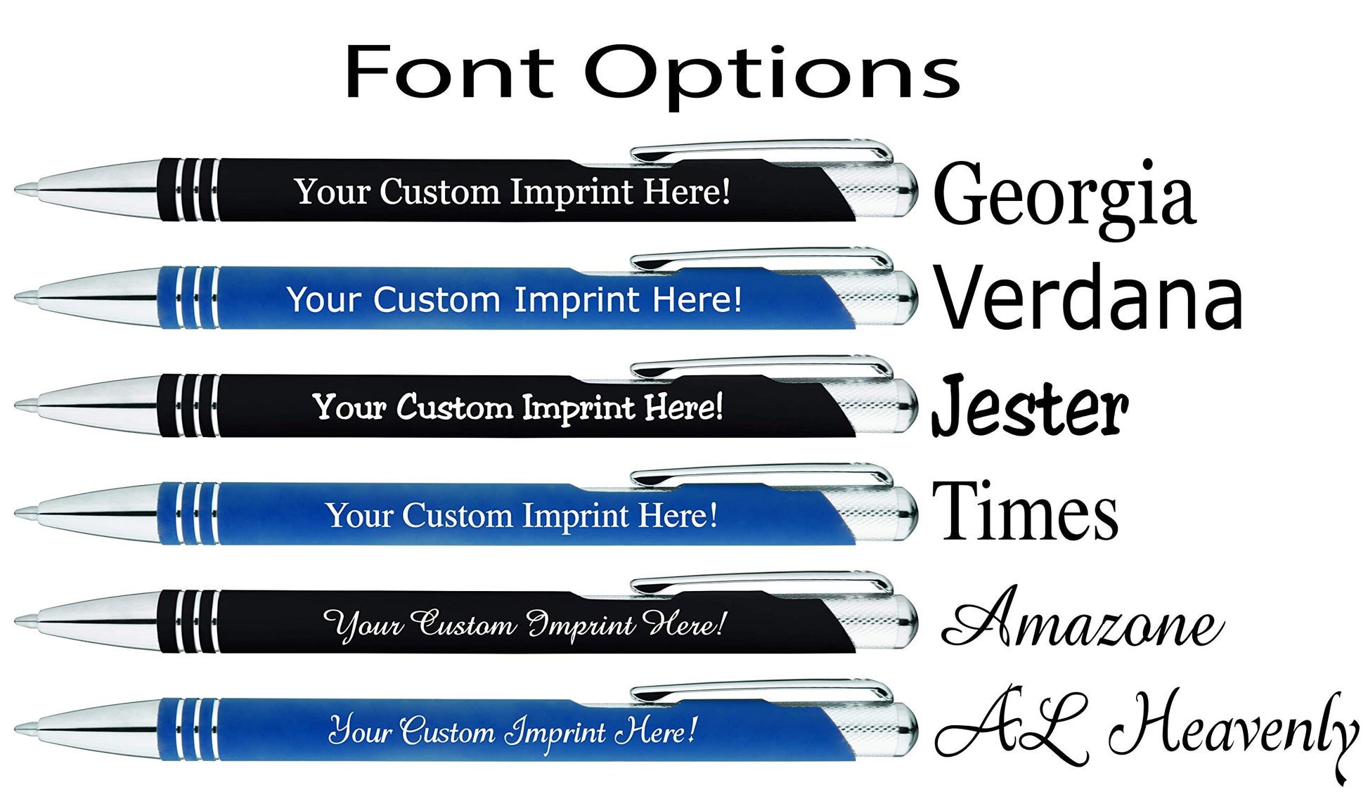 ExpressDesigns™ - Blue Ink Personalized Pens Rubberized - The Cameron - Custom Printed Name Pens
