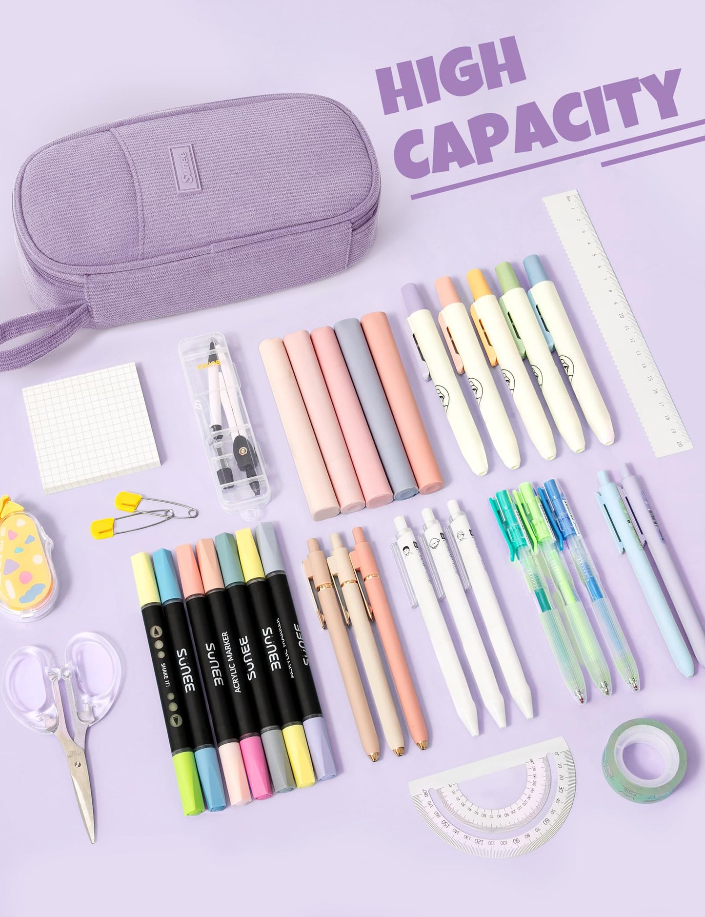 SUNEE Cute Pencil Case, Large Pencil Pouch, Soft Corduroy Fabric Big Pencil Bag with Zipper, Kawaii