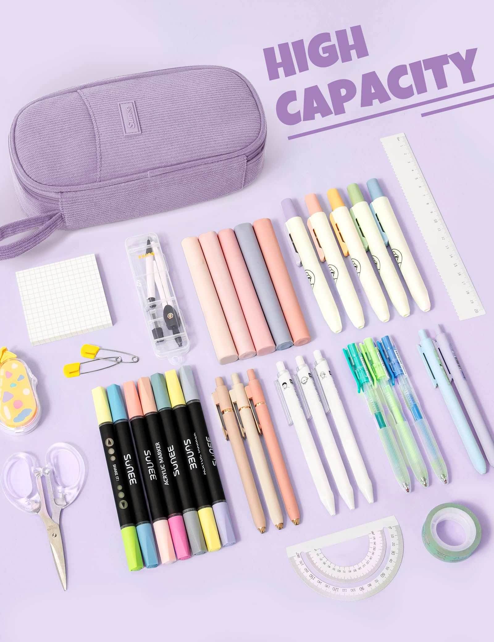 SUNEE Cute Pencil Case, Large Pencil Pouch, Soft Corduroy Fabric Big Pencil Bag with Zipper, Kawaii