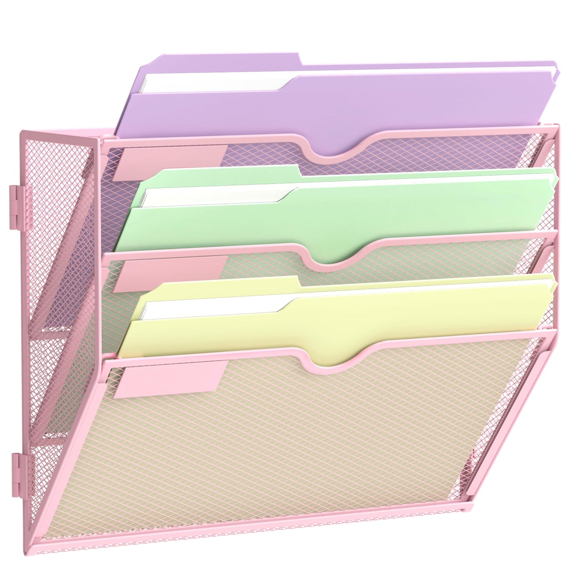 SUPEASY 3 Tier Wall File Organizer, Hanging Wall Mounted Mail Organizer with Label Slots, Metal