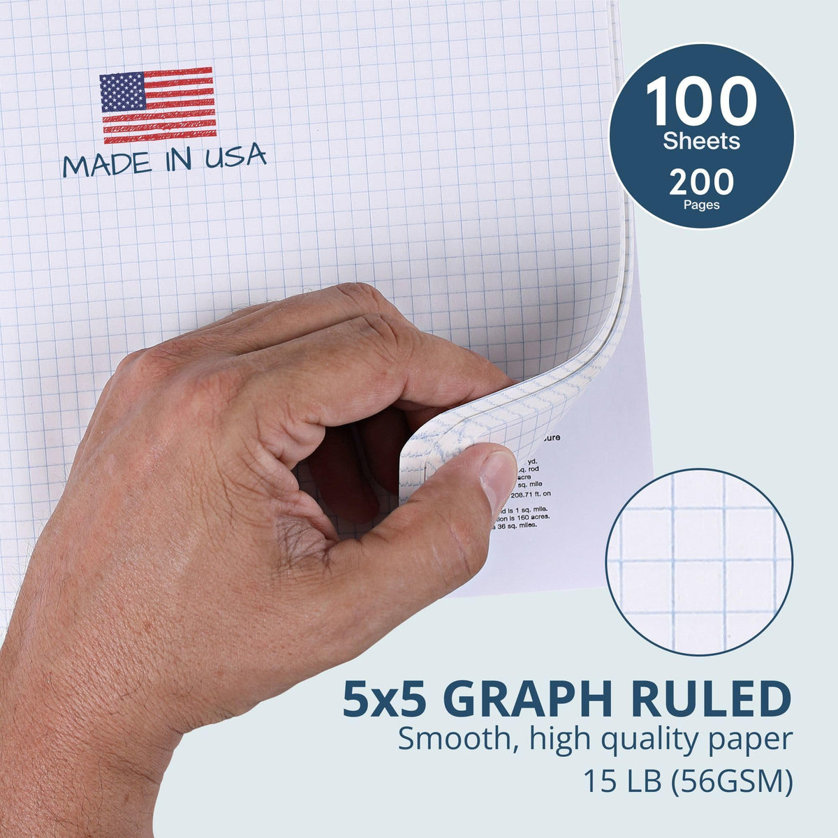 ROARING SPRING Hard Cover Composition Notebook, Graph Rule, 200 Pages