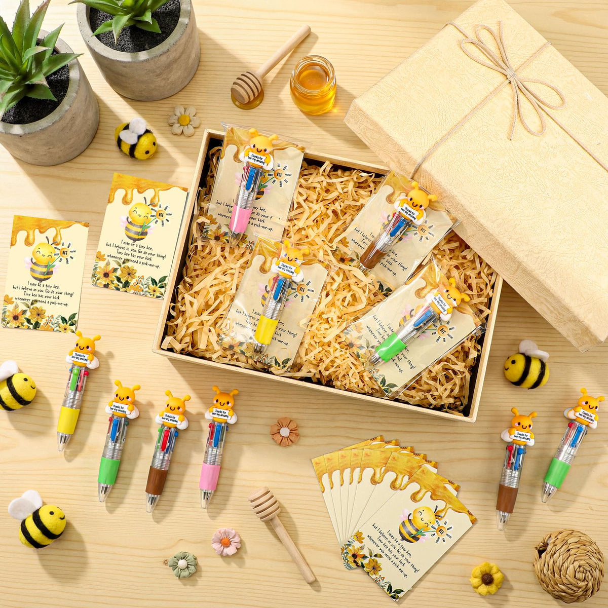 Sayglossy 24 Sets Bee Amazing Party Favor Pen Gift Bulk with Positive Card