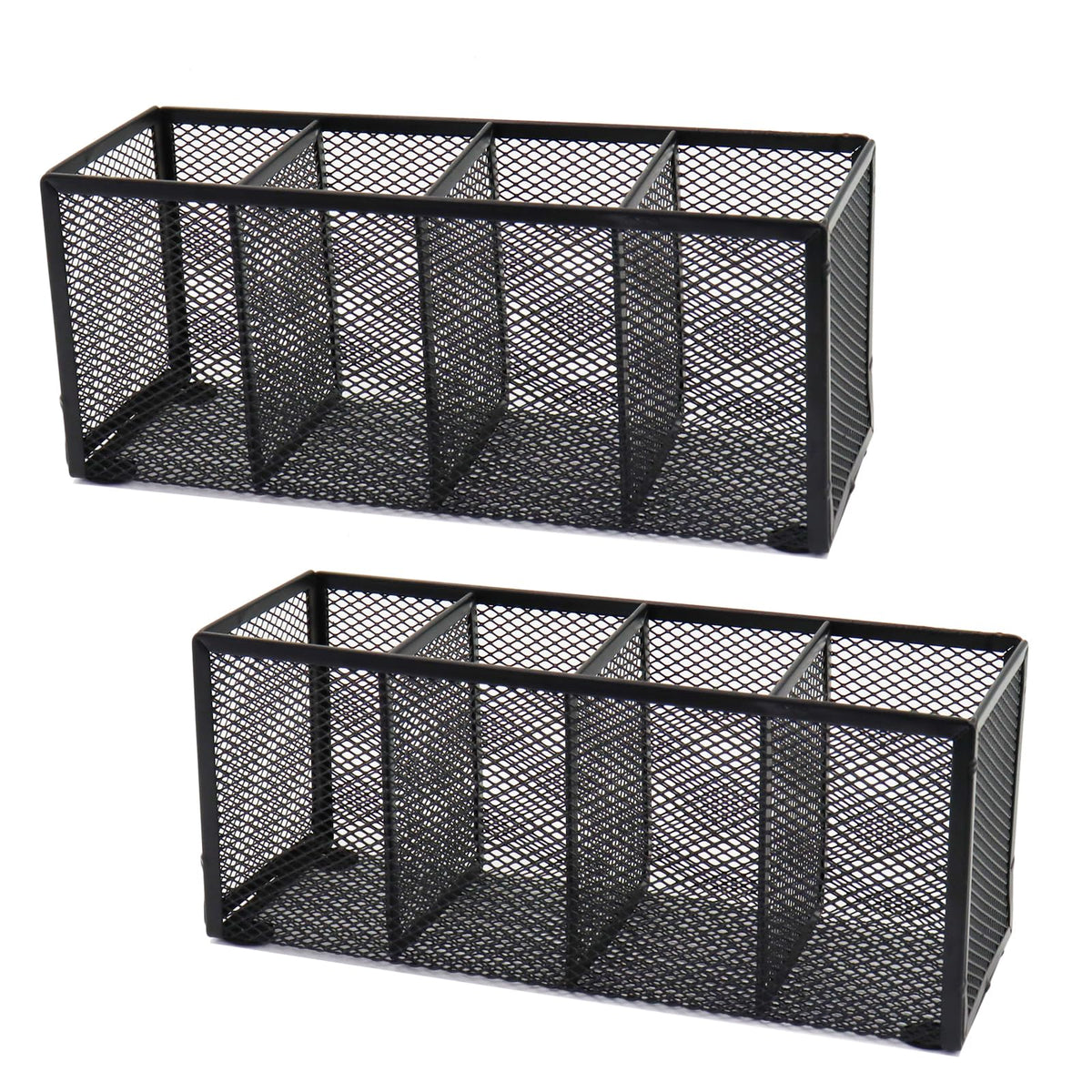 Flytreal 2PCS Black Mesh Pen Pencil Holder, Metal Desk Organizer Desktop Stationery Office Supplies