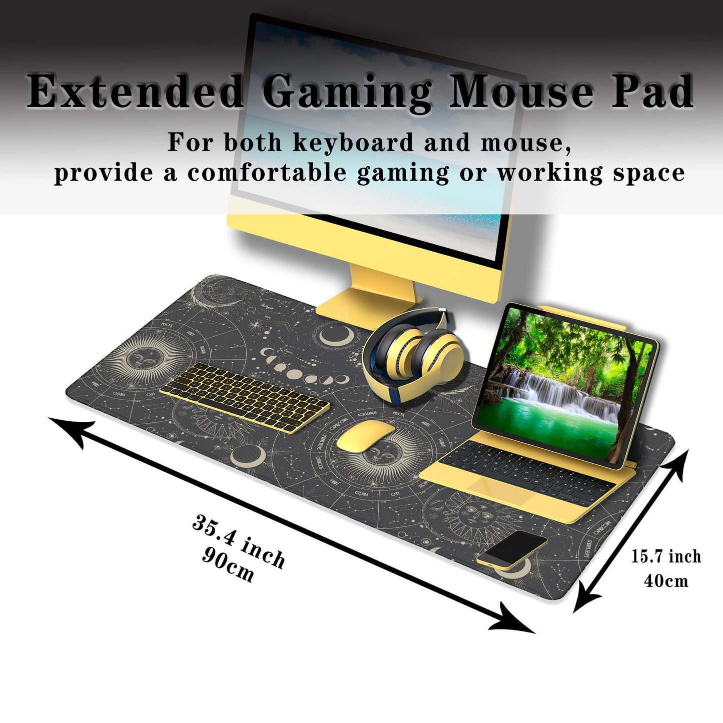 Samgula Big Mouse Pad Black Gaming Mousepad Computer Desk Accessories for Men Keyboard Mats