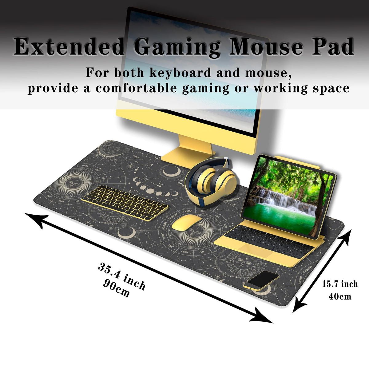 Samgula Big Mouse Pad Black Gaming Mousepad Computer Desk Accessories for Men Keyboard Mats
