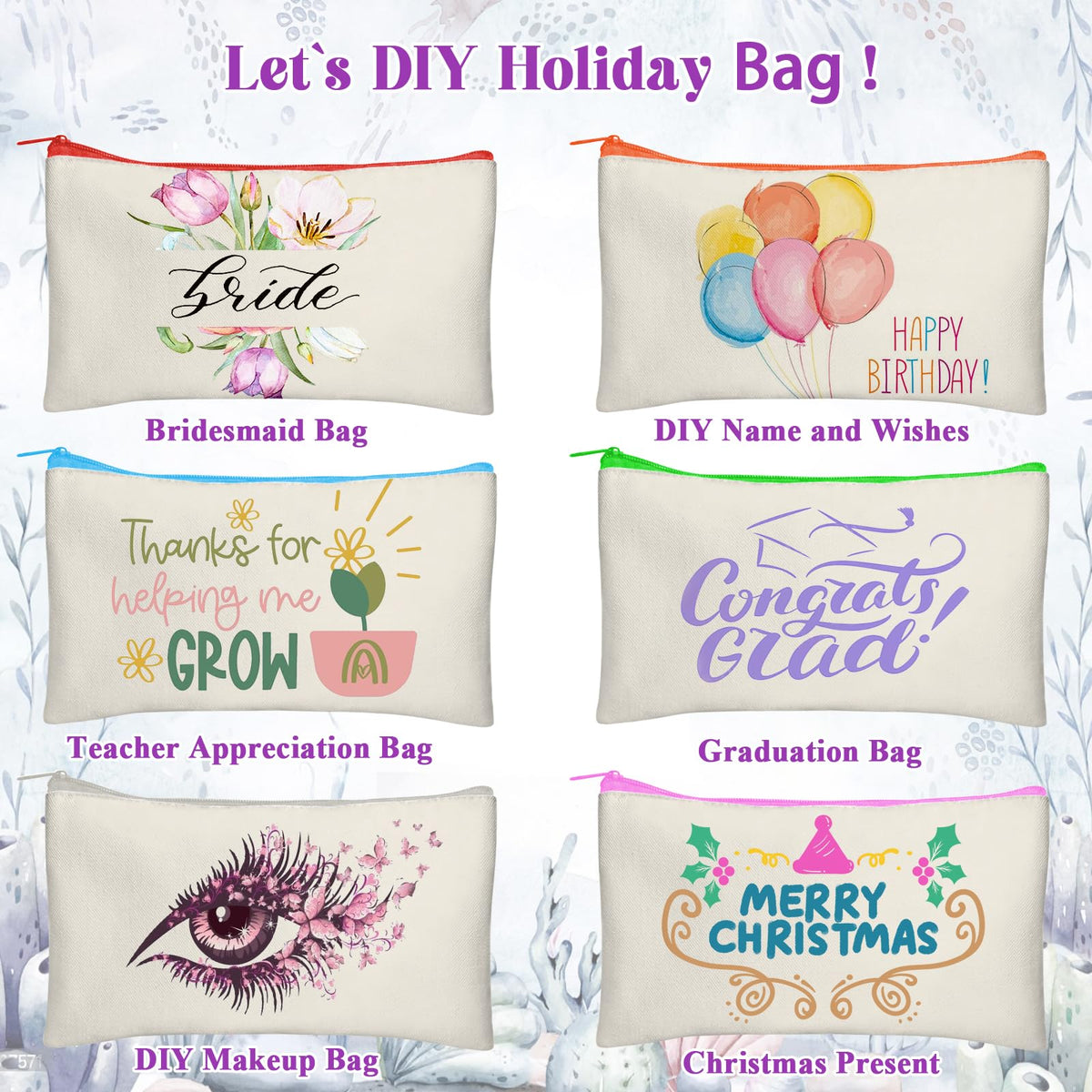 Legigo 24 Pack Blank DIY Craft Bag Canvas Pen Case Blank Makeup Bags - Canvas Pencil Bag Cotton