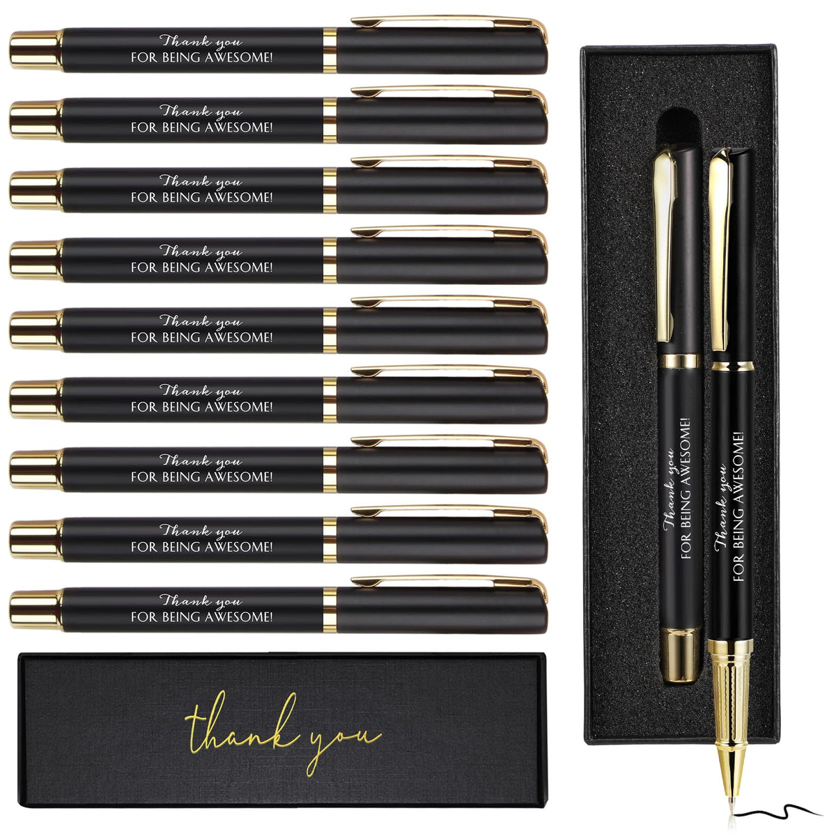 PerKoop 30 Sets Thank You Gift Inspirational Pen with Box, Black, ‌Unique
