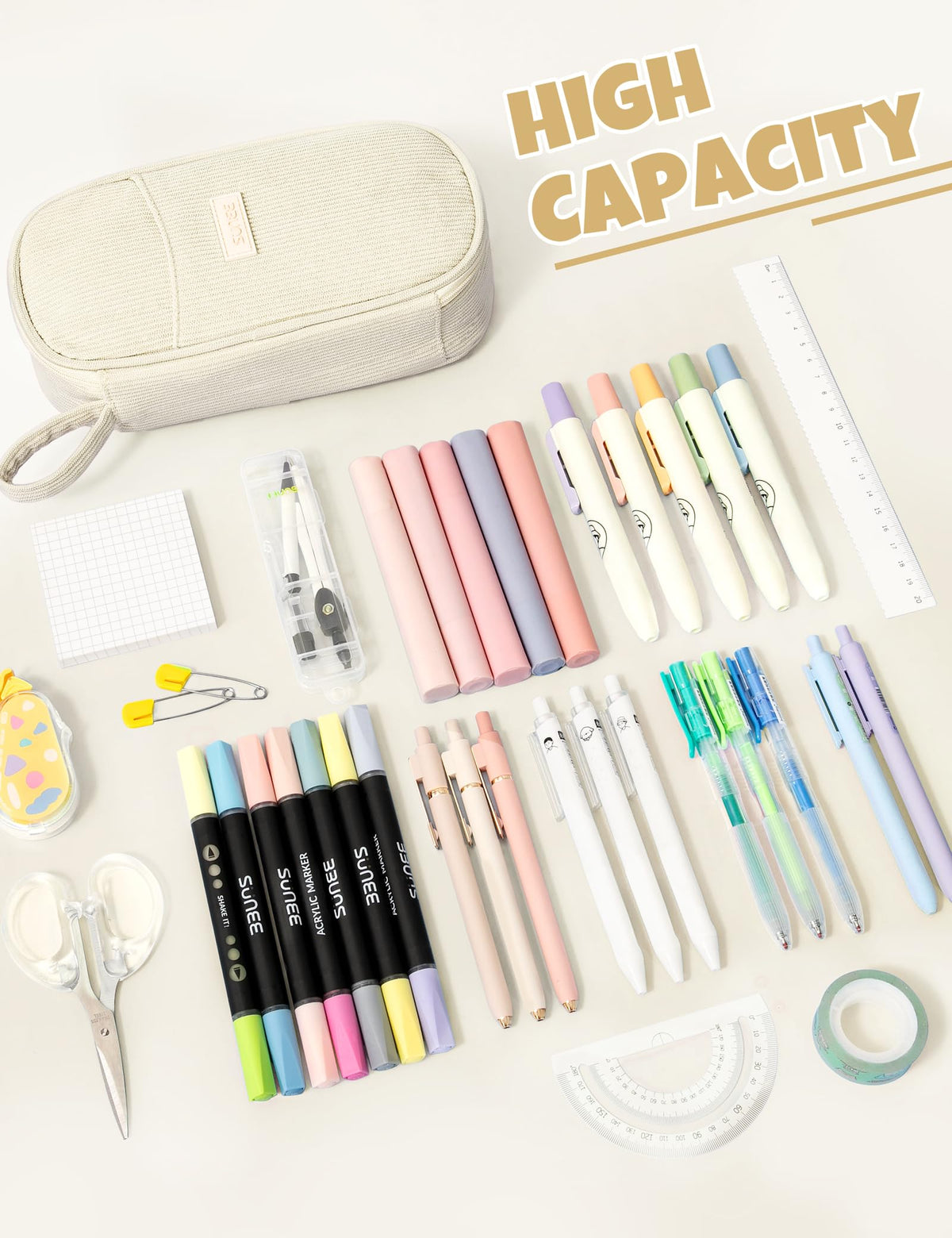 SUNEE Cute Pencil Case, Large Pencil Pouch, Aesthetic Big Pencil Bag with Zipper, Kawaii Stationery