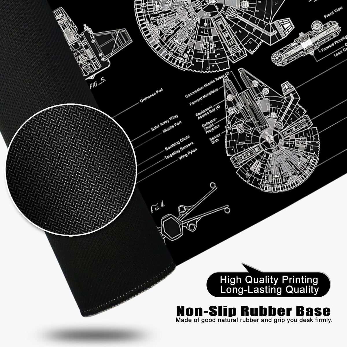 Black Gaming Mouse Pad Large Mouse Pad XL Desk Mat 31.5x11.8x0.12 inch Large Desk Pad Design