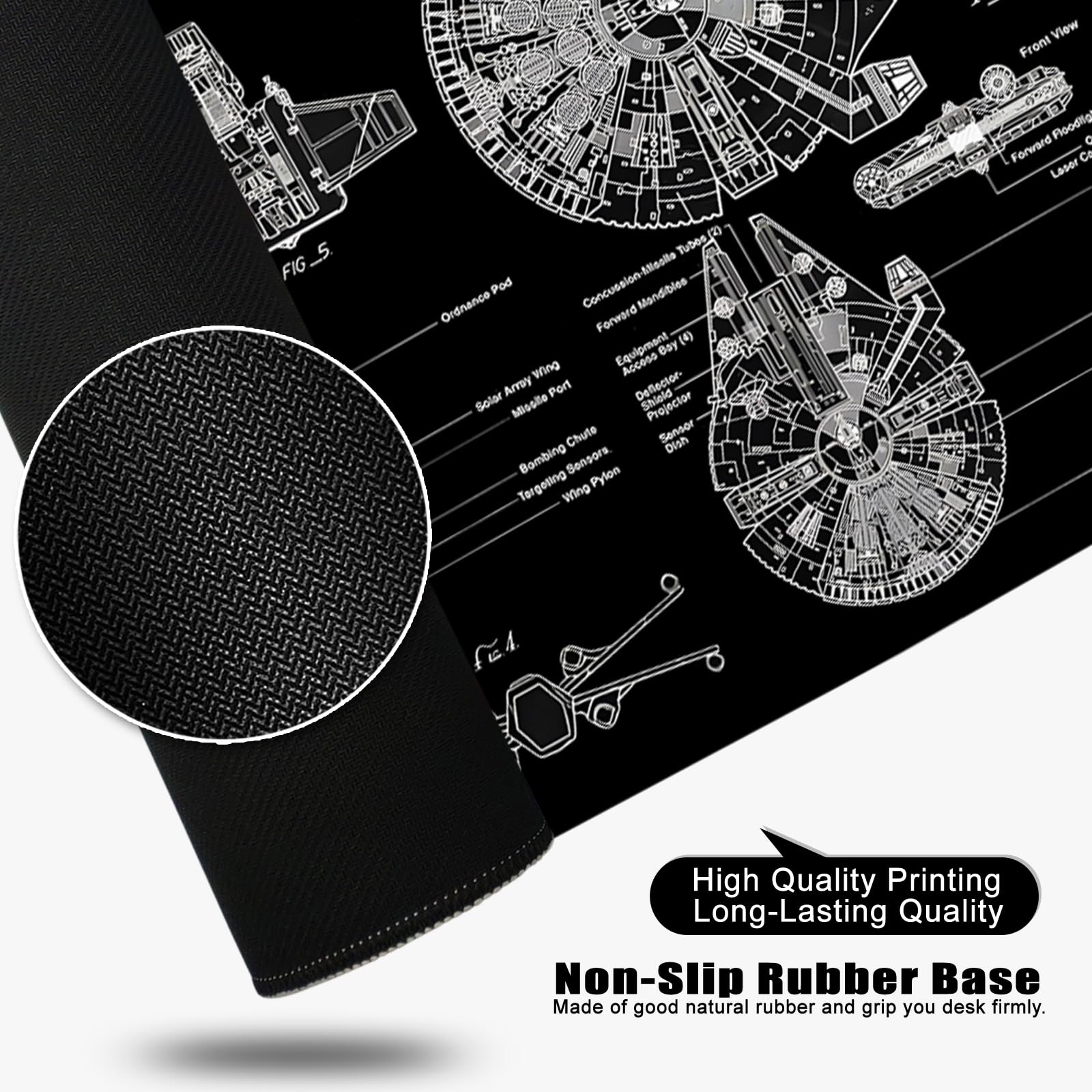 Black Gaming Mouse Pad Large Mouse Pad XL Desk Mat 31.5x11.8x0.12 inch Large Desk Pad Design