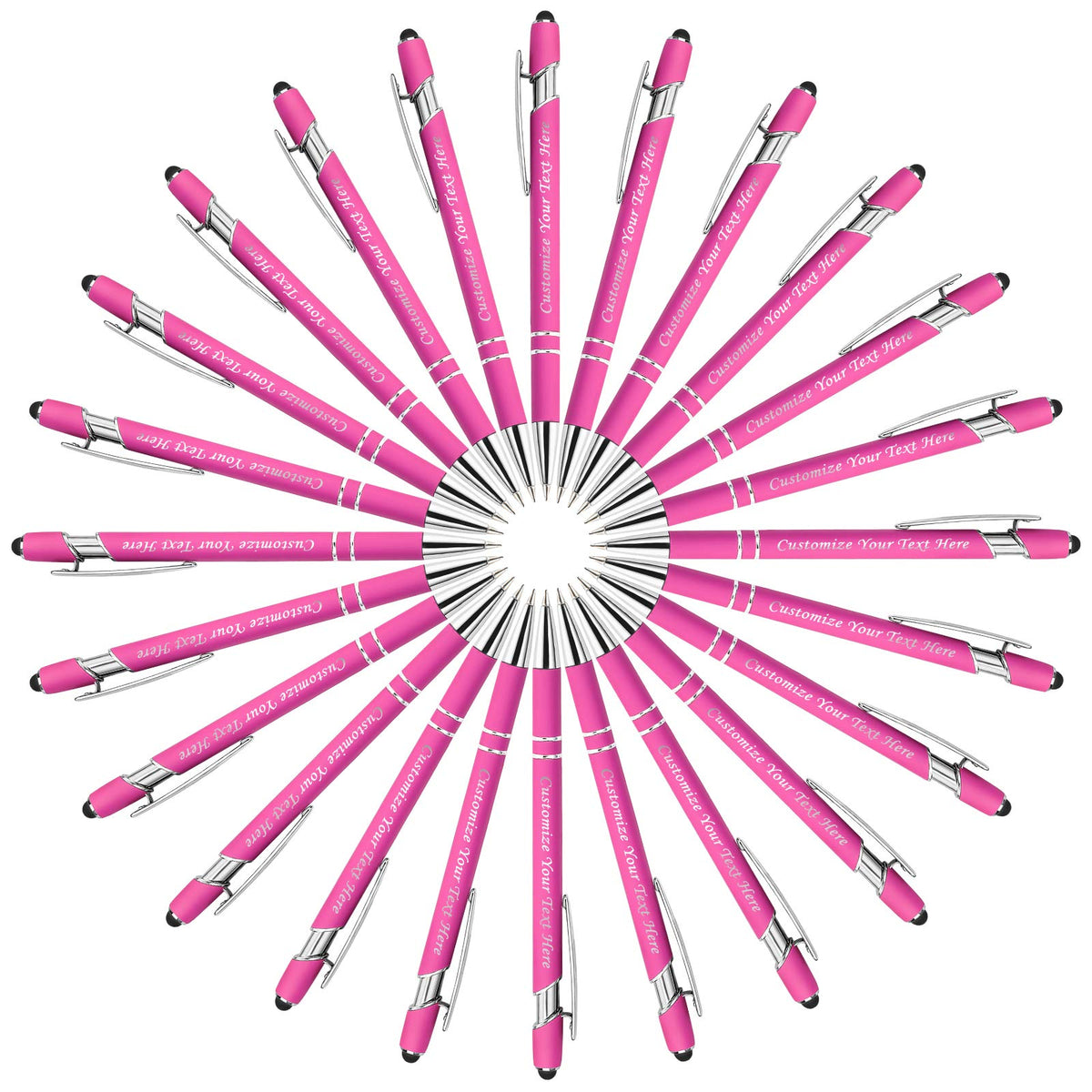 Personalized Pens with Stylus Tip, Custom Engraving Pens 24PCS, Soft Touch Ballpoint Pen, Printed