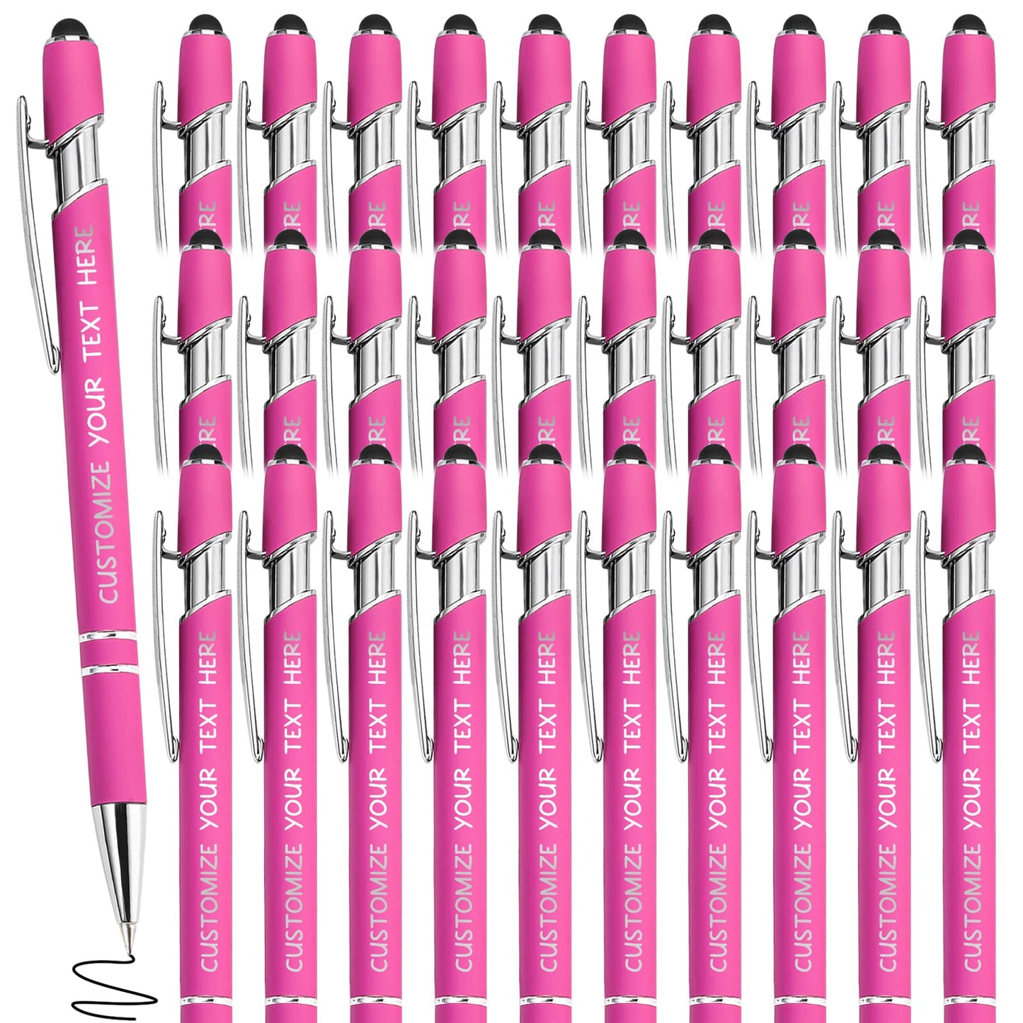Yananka 36 Pcs Custom Pens with Stylus,Personalized Pens with Free Engraving,Customized Pens with