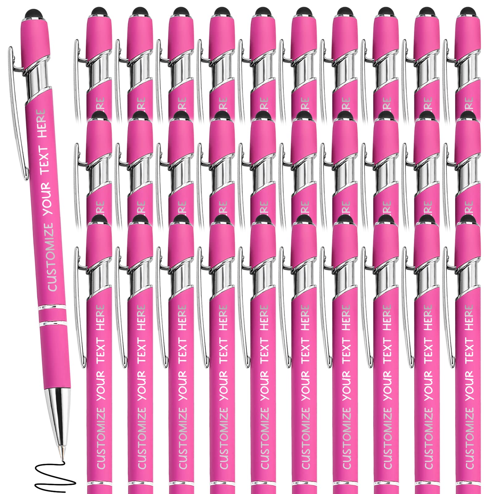 Yananka 36 Pcs Custom Pens with Stylus,Personalized Pens with Free Engraving,Customized Pens with