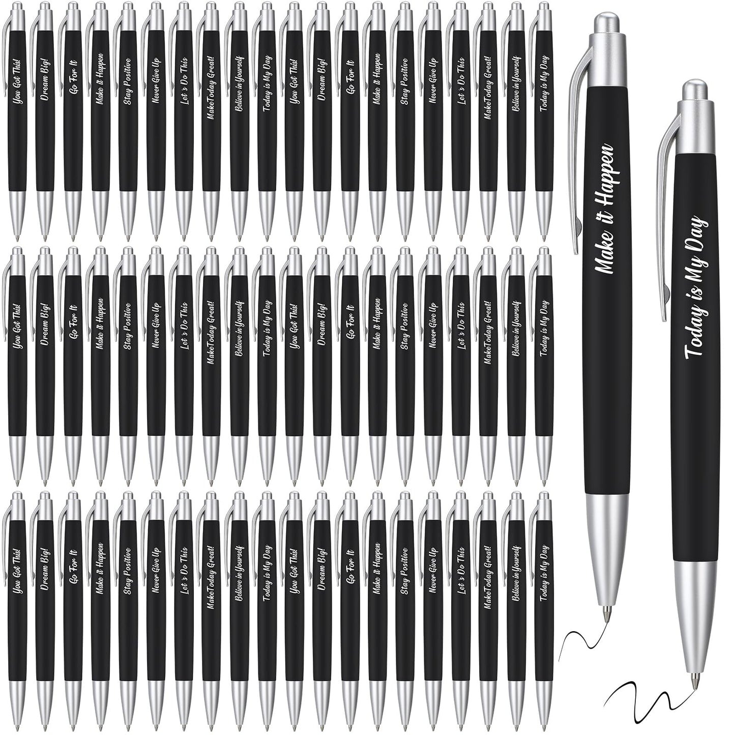 Yeaqee 100 Pcs Motivational Pens, Black, Inspirational