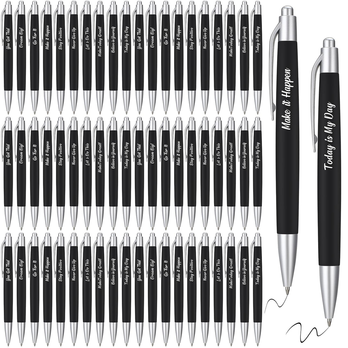 Yeaqee 100 Pcs Motivational Pens, Black, Inspirational