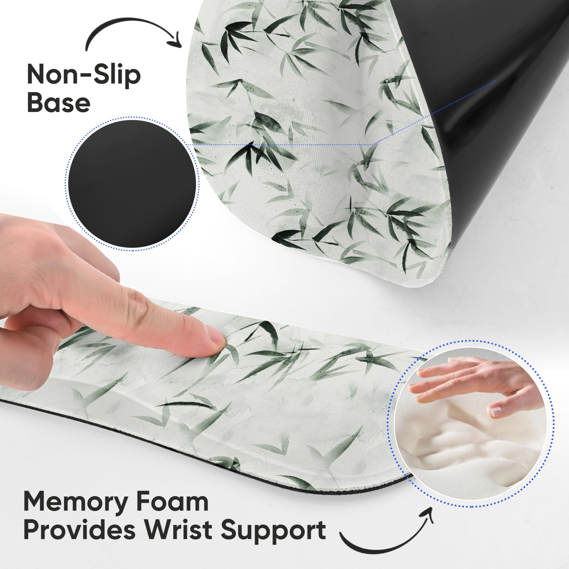 RICHEN 3 PCS Computer Mouse Pads for Desk with Coaster Set, Non-Slip Keyboard Wrist Rest and Mouse