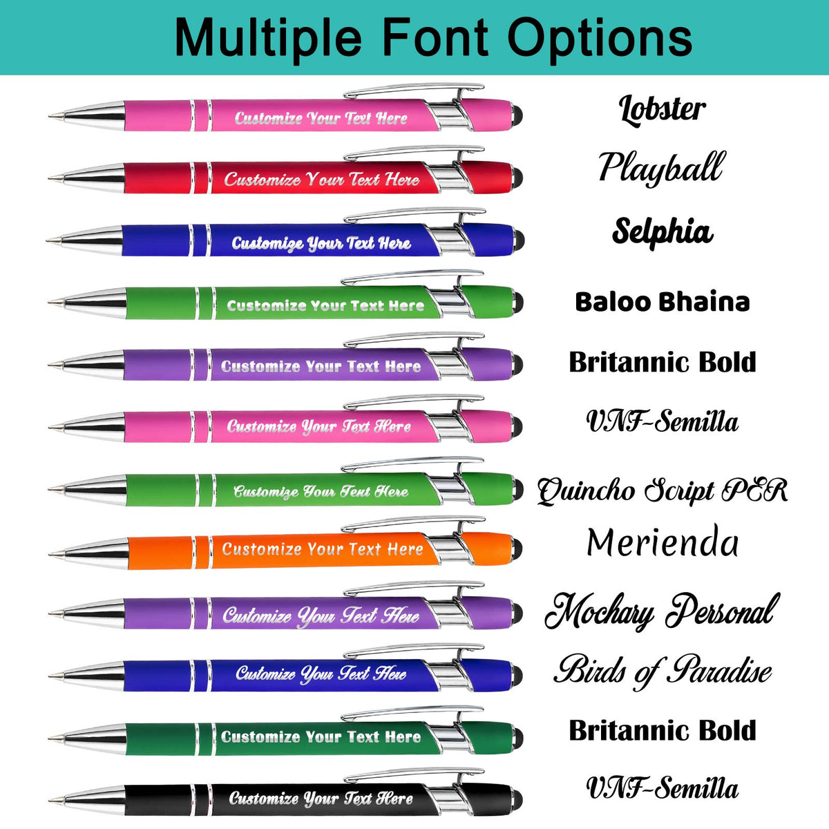 Aolun Personalised Pen,Custom Engraved Ballpoint Pen with Stylus,Soft Touch Metal,Enter Name,Logo