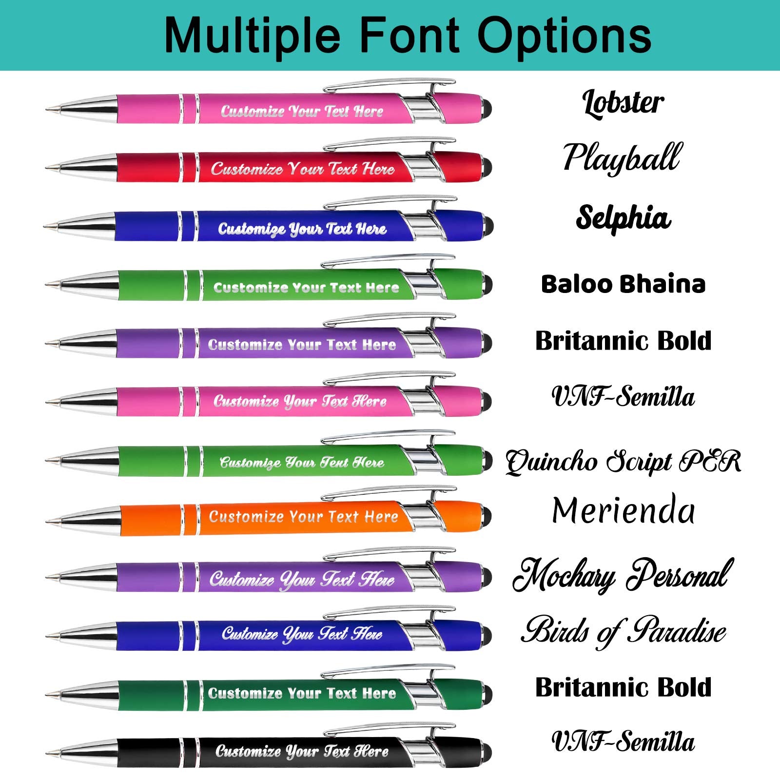 Aolun 36 Personalised Pen,Custom Engraved Ballpoint Pen with Stylus,Soft Touch Metal,Enter