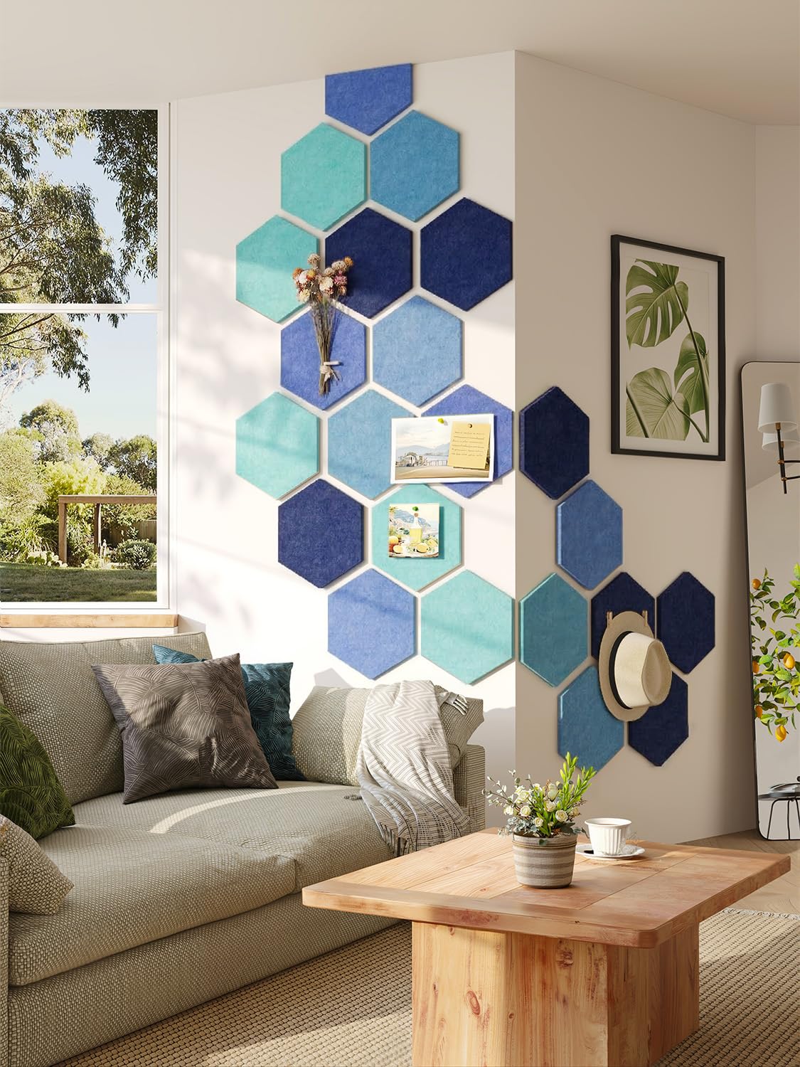 Uoisaiko 8-Pack Hexagon Felt Bulletin Board Tiles, Cork Board Alternative