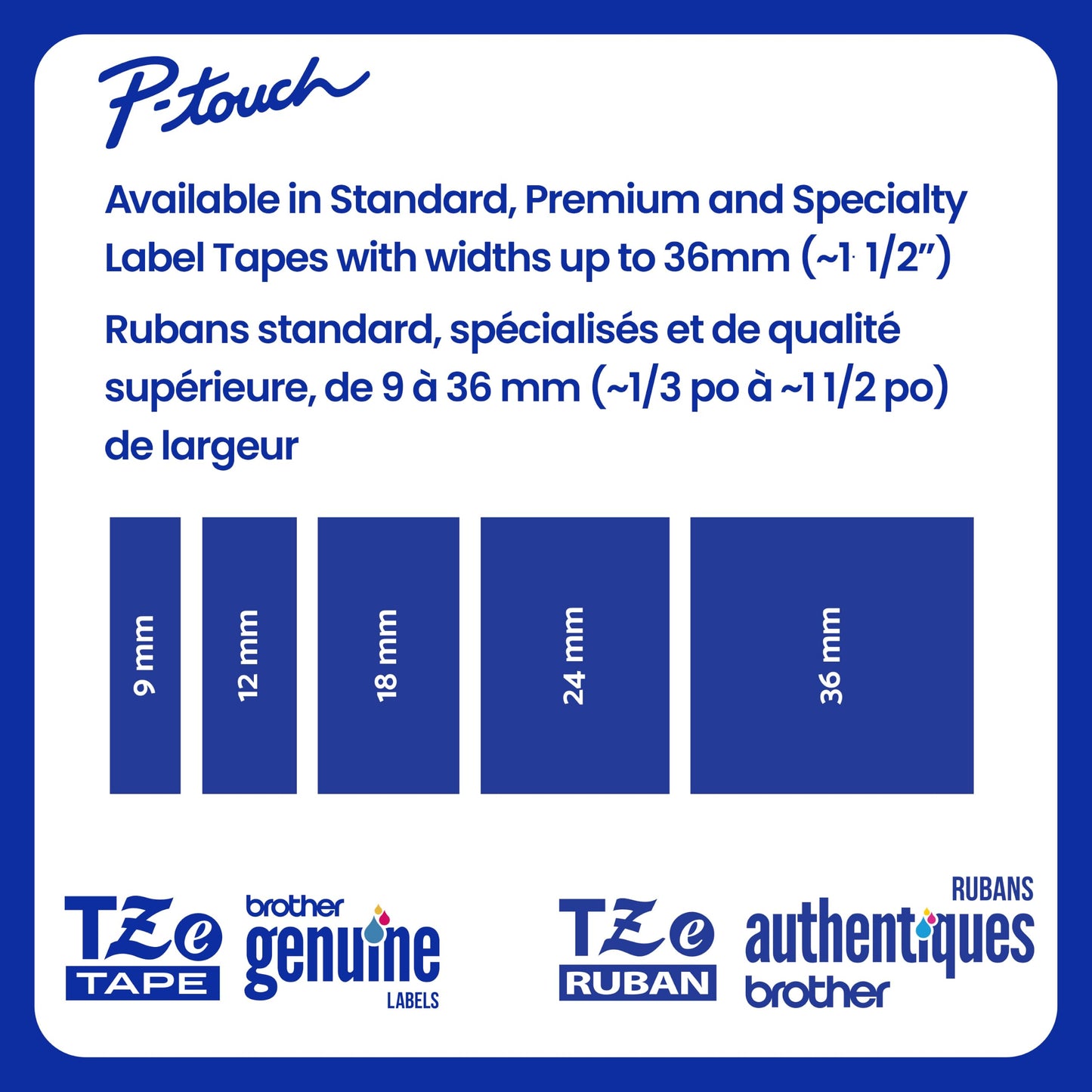 Brother Genuine P-Touch TZe White Print on Blue Label Tape (TZe545), Laminated, 3/4in x 26.2ft