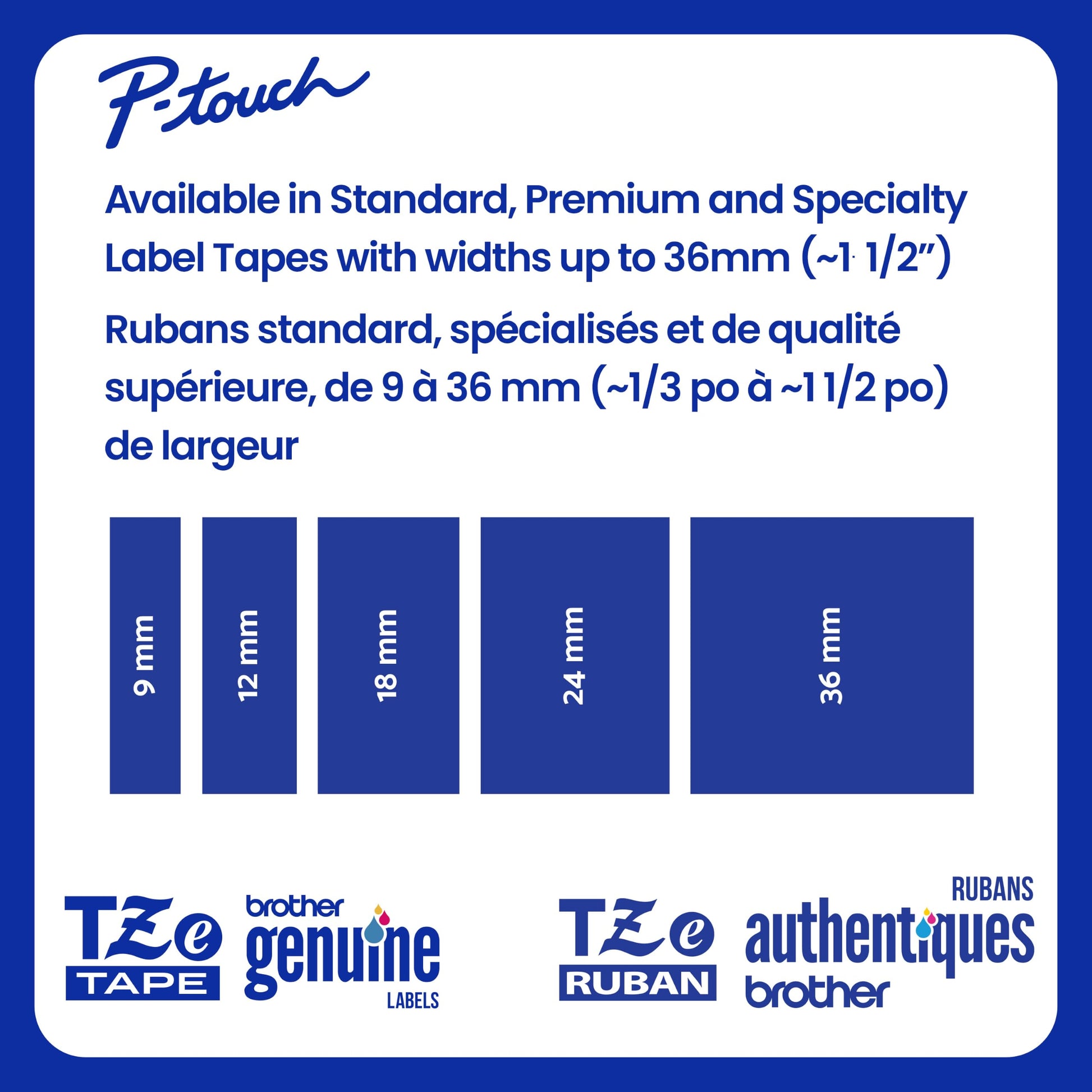 Brother Genuine P-Touch TZe White Print on Blue Label Tape (TZe545), Laminated, 3/4in x 26.2ft
