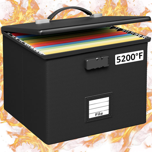 Fire Proof File Box for Documents - Portable Fireproof Document Organizer Box with Handle