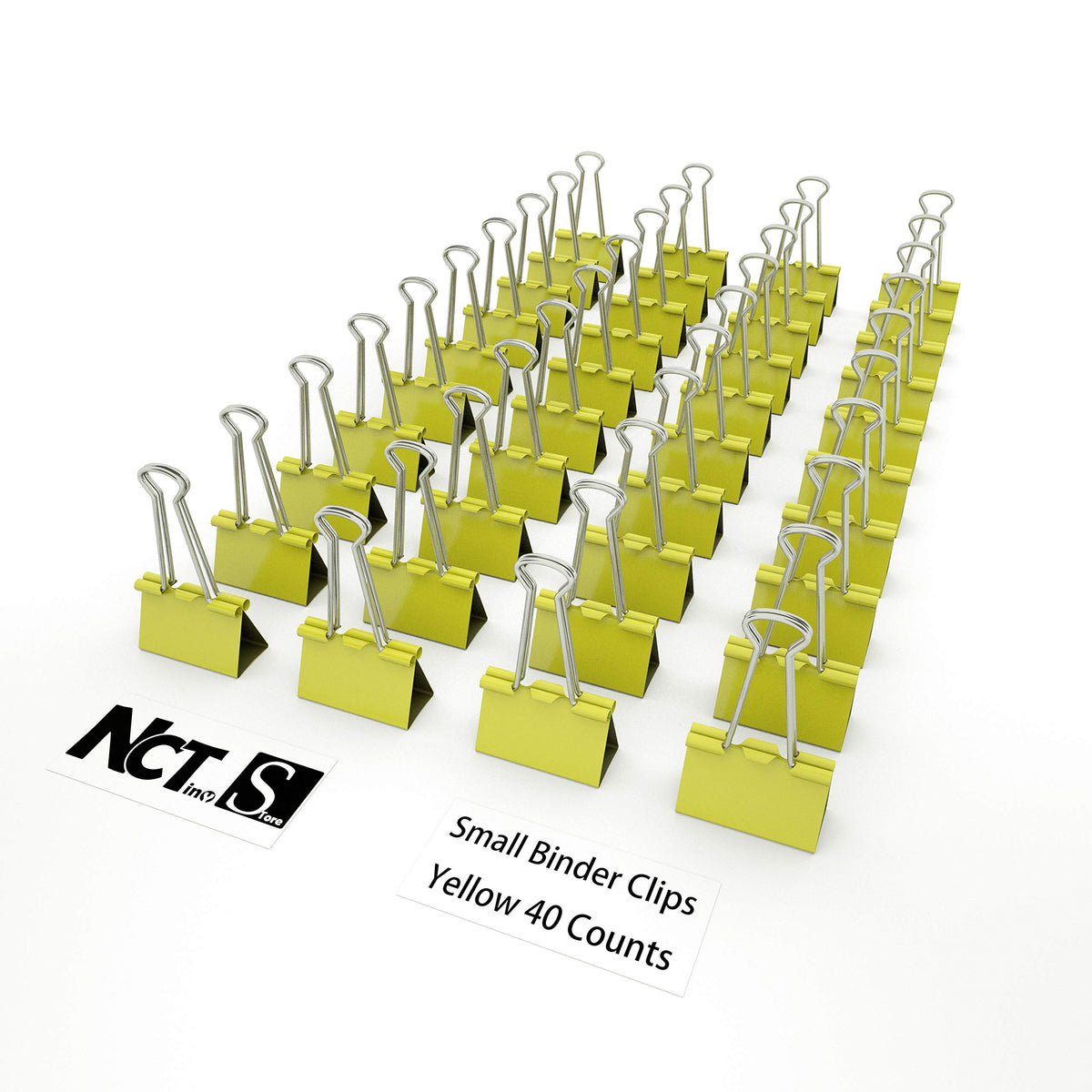 Nctinystore Binder Clips Small Metal Clamp 0.75 inch / 19 mm (Yellow, 40-PCS)