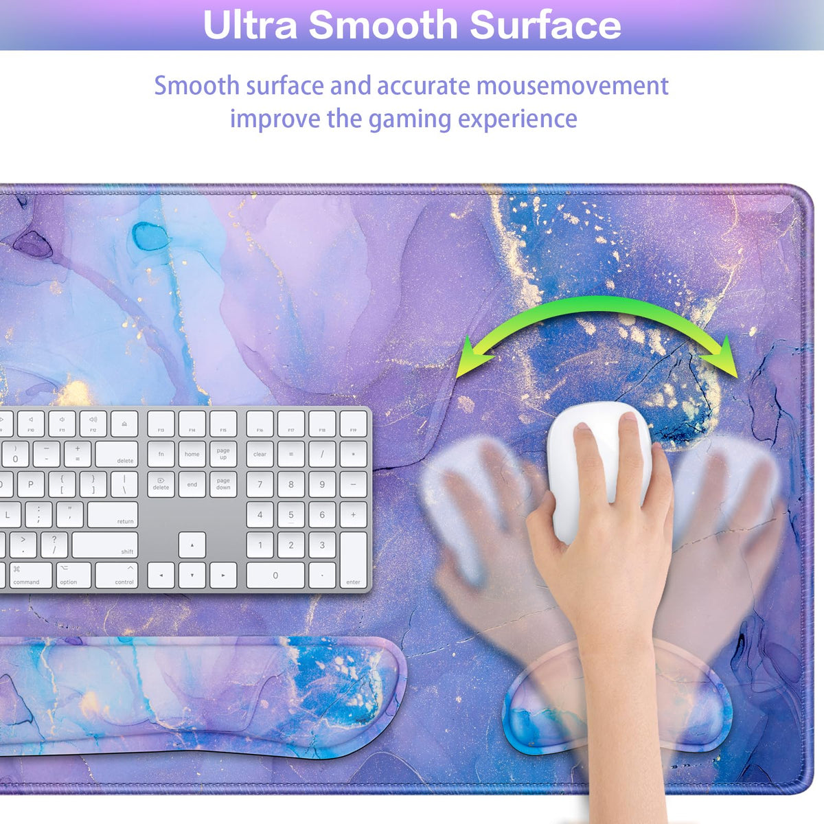 4-in-1 Mouse Pad with Wrist Rest Purple,35.4×15.7in Large Gaming Mouse Pad