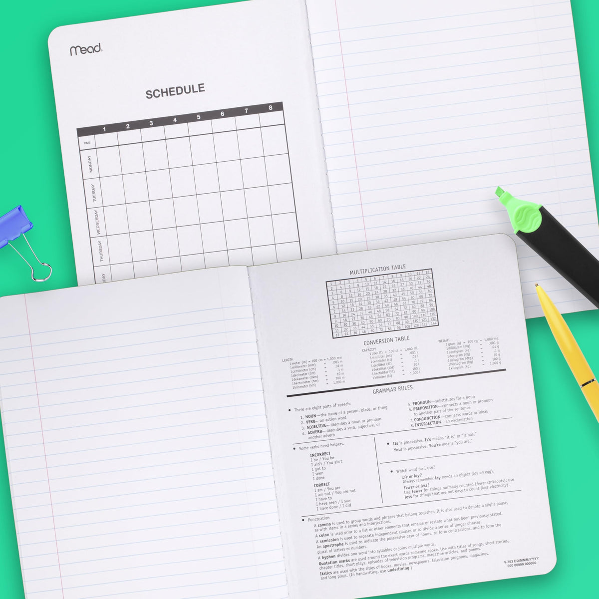 Mead Composition Notebook, College Ruled 7.5" x 9.75" Paper, 100 Sheets, Assorted Pastel Colors, 6
