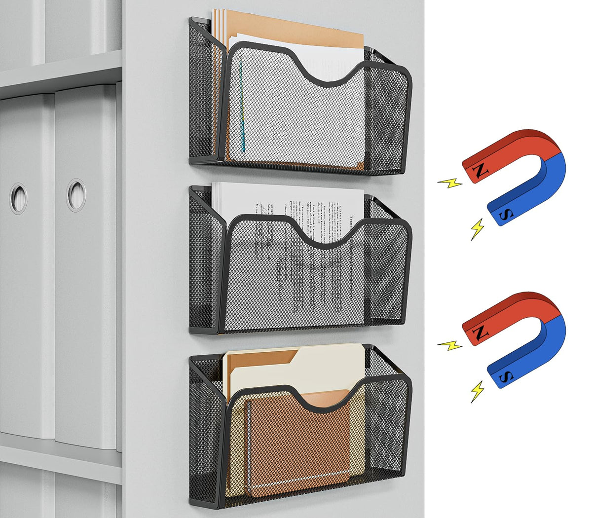 JANE EYRE Magnetic File Holder - 3PCS Paper Mail Organizer