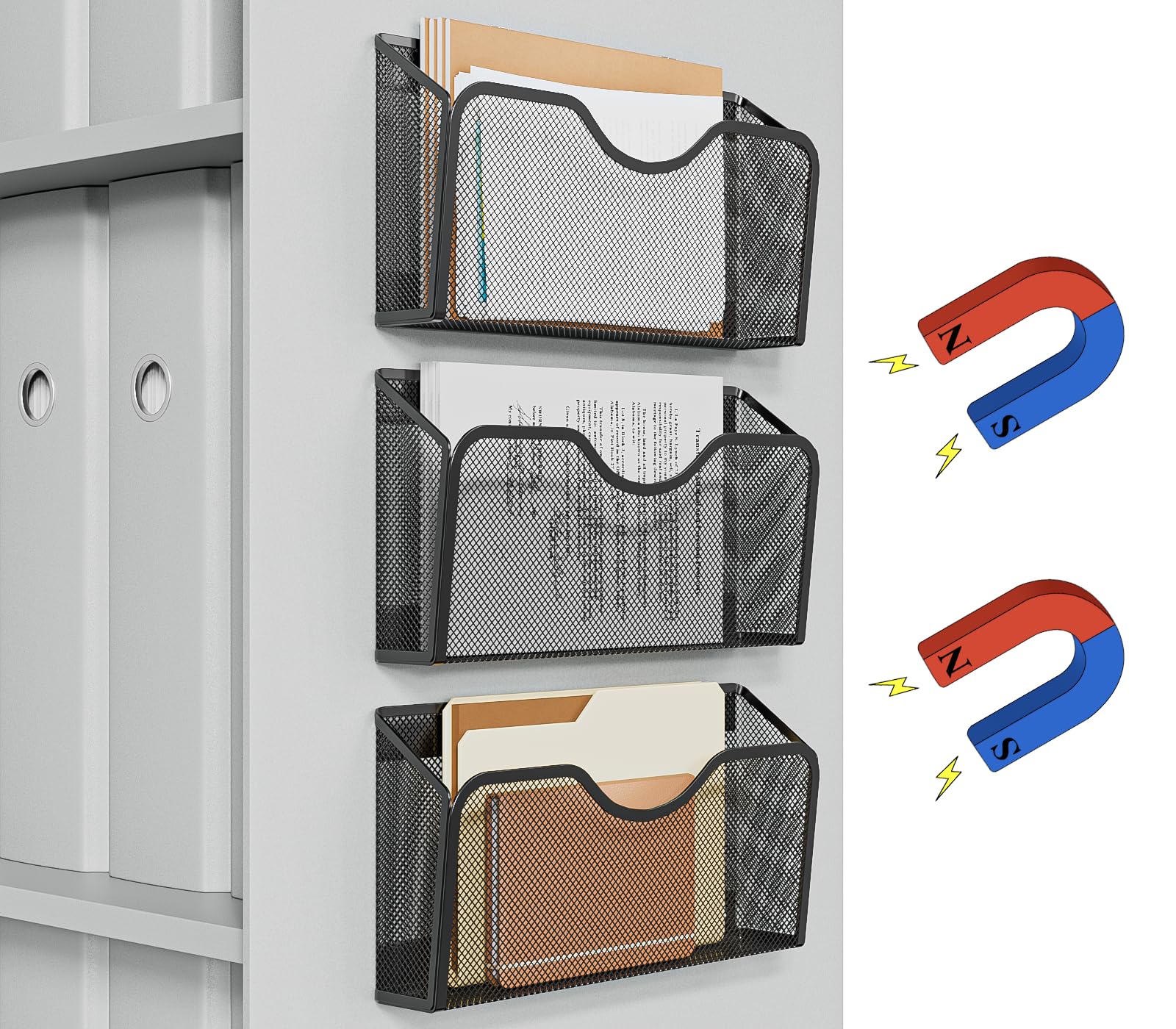 JANE EYRE Magnetic File Holder - 3PCS Paper Mail Organizer