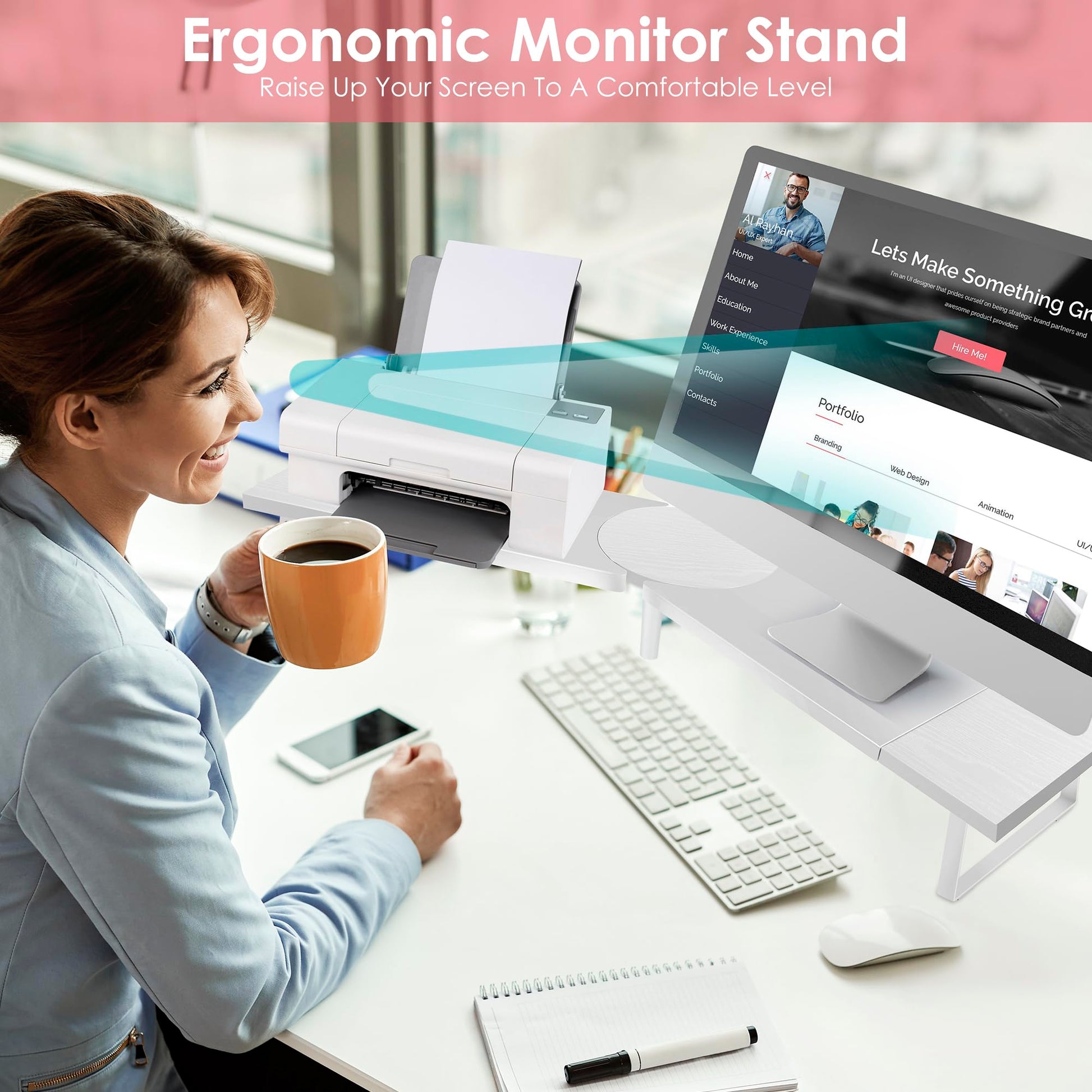 Across-Star Dual-Monitor Stand for Desk - Large Adjustable Length and Angle Riser for 2 Monitors
