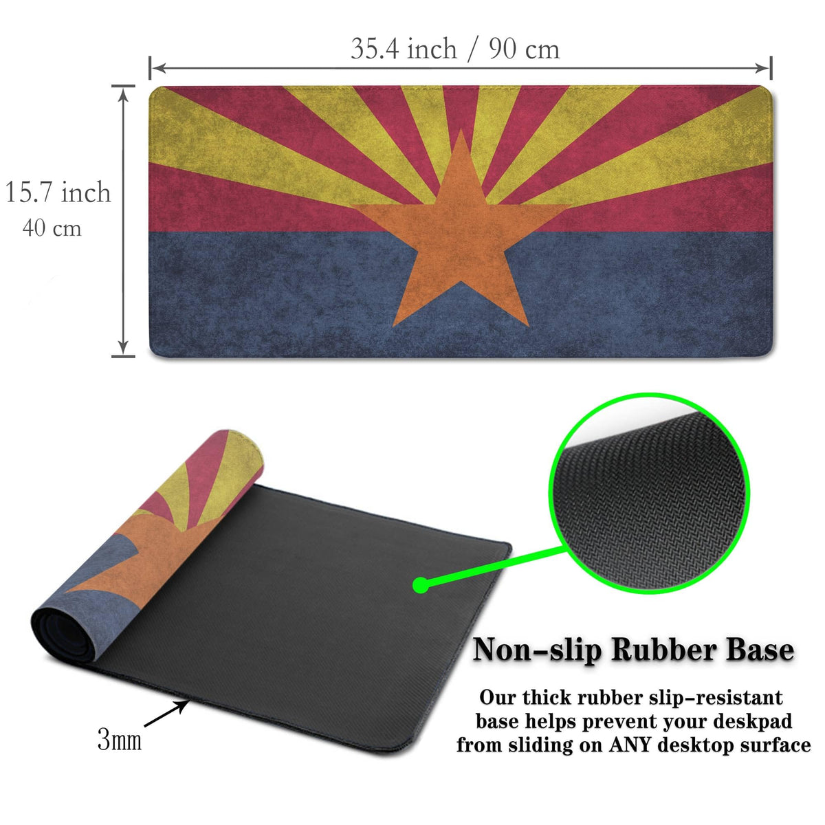 Samgula Gaming Desk Mat - Yellow Modern Mouse Pad, Extra Large Non-Slip Rubber Base, 35.4" X 15.7"