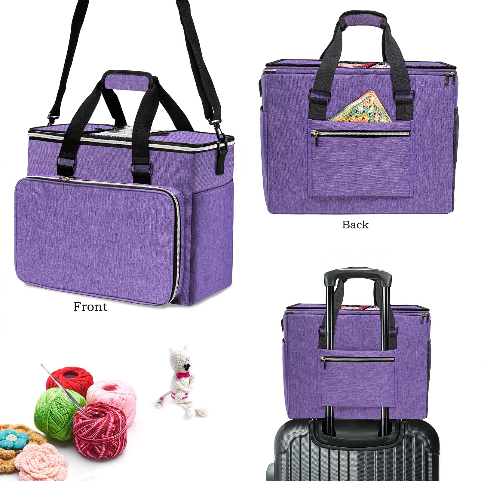 MYBAGZING Knitting & Crochet Bag, Large Yarn Storage Organizer
