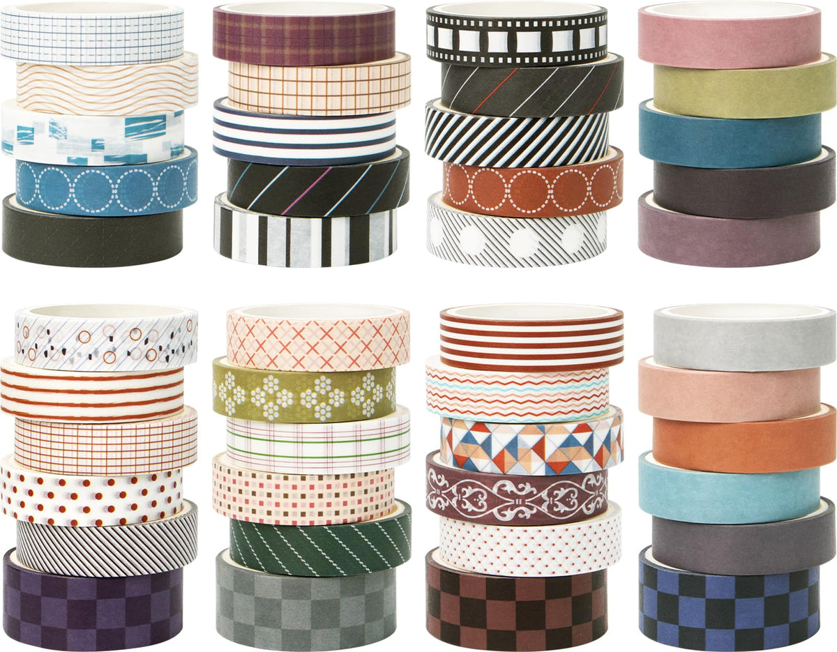 Ieebee 44 Rolls Minimalist Washi Tape Set for Journaling & Scrapbooking