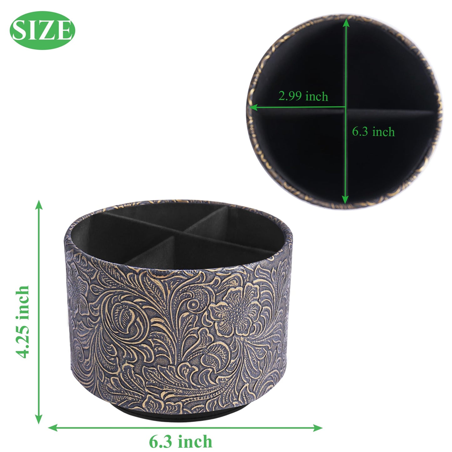 lizimandu Round Leather Art Supply Organizer,Remote Control Holder,360 Degree