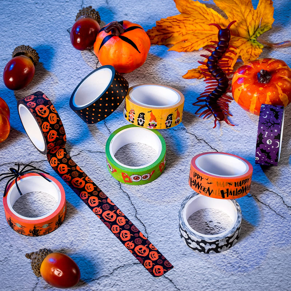 Whaline 24 Rolls Fall Halloween Christmas Washi Tape 3 Holidays Masking Tape Leaves Pumpkin Ghost