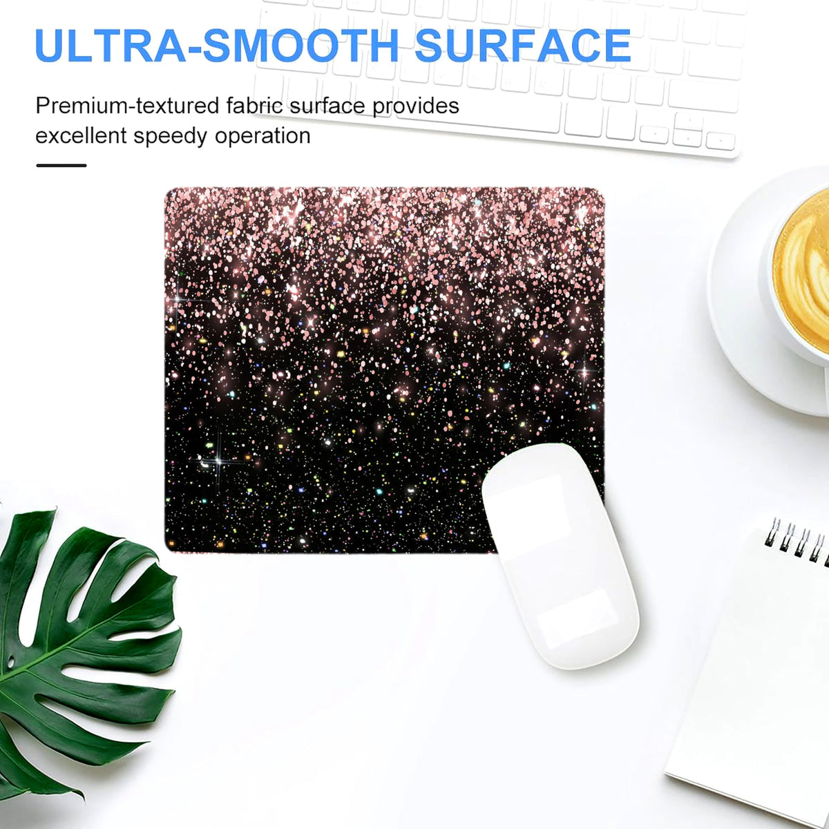 Black Mousepad Bling Diamond Glitter Sparkle Rose Gold Mouse pad Black Mouse Pad, Bling Desk