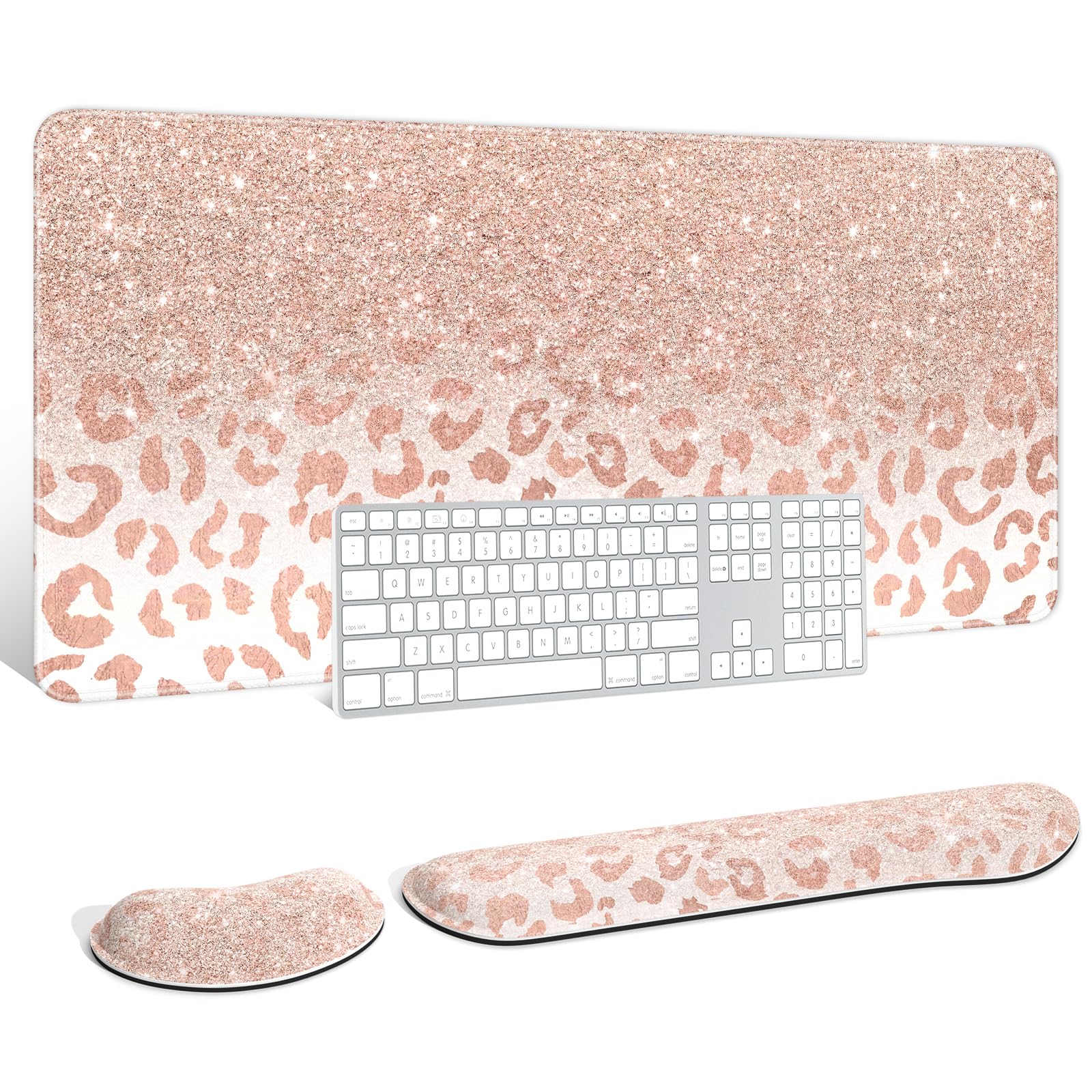 Auhoahsil Large Mouse Pad with Wrist Rests for Keyboard & Mouse, Thick Soft Ergonomic Memory Foam
