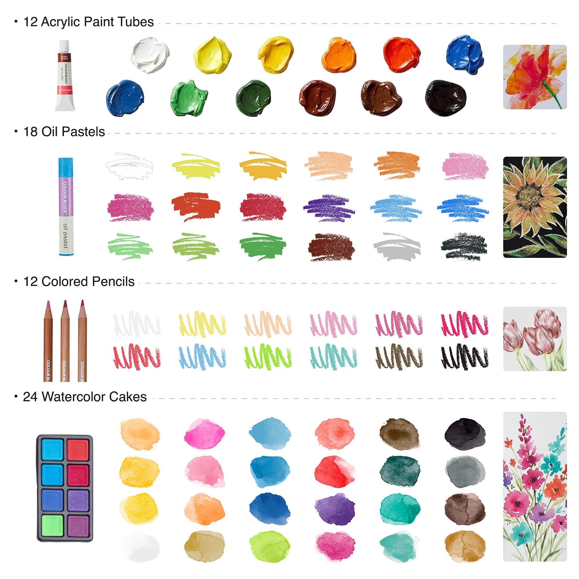 COLOUR BLOCK 73-Piece Art Set – Premium Art Supplies Kit for Adults, All-in-One Painting and
