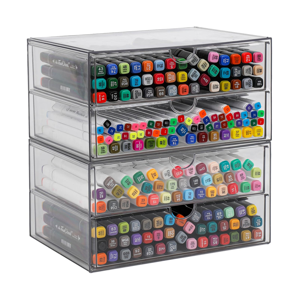 NINEWEEN Clear Plastic Drawer Organizer, 4 Drawers