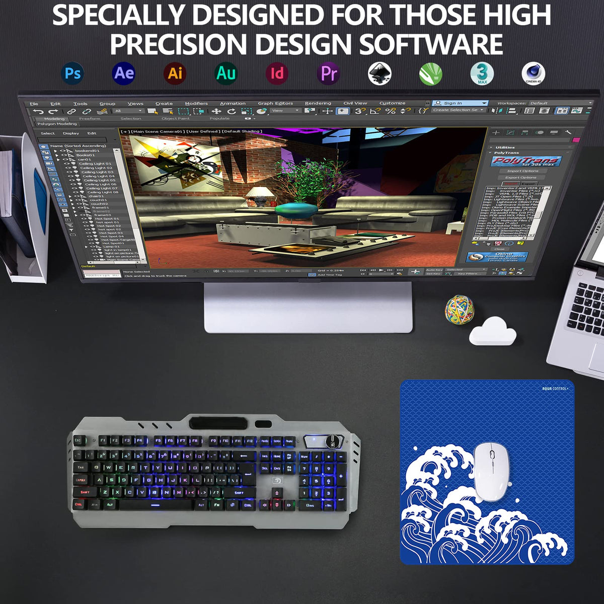 X-Raypad Aqua Control Plus Wave Gaming Mouse Pad, Ultra-High Precision Mouse Pad with Perfect Speed