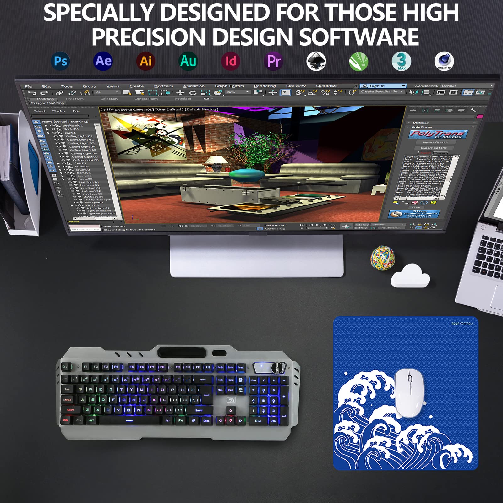 X-Raypad Aqua Control Plus Wave Gaming Mouse Pad, Ultra-High Precision Mouse Pad with Perfect Speed