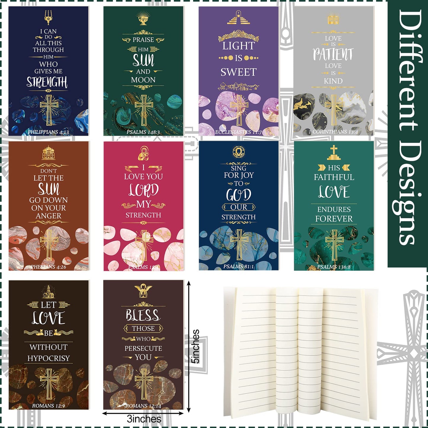 Sinmoe 120 Pcs Christian Bookmarks Scripture,Fresh Color,Classic