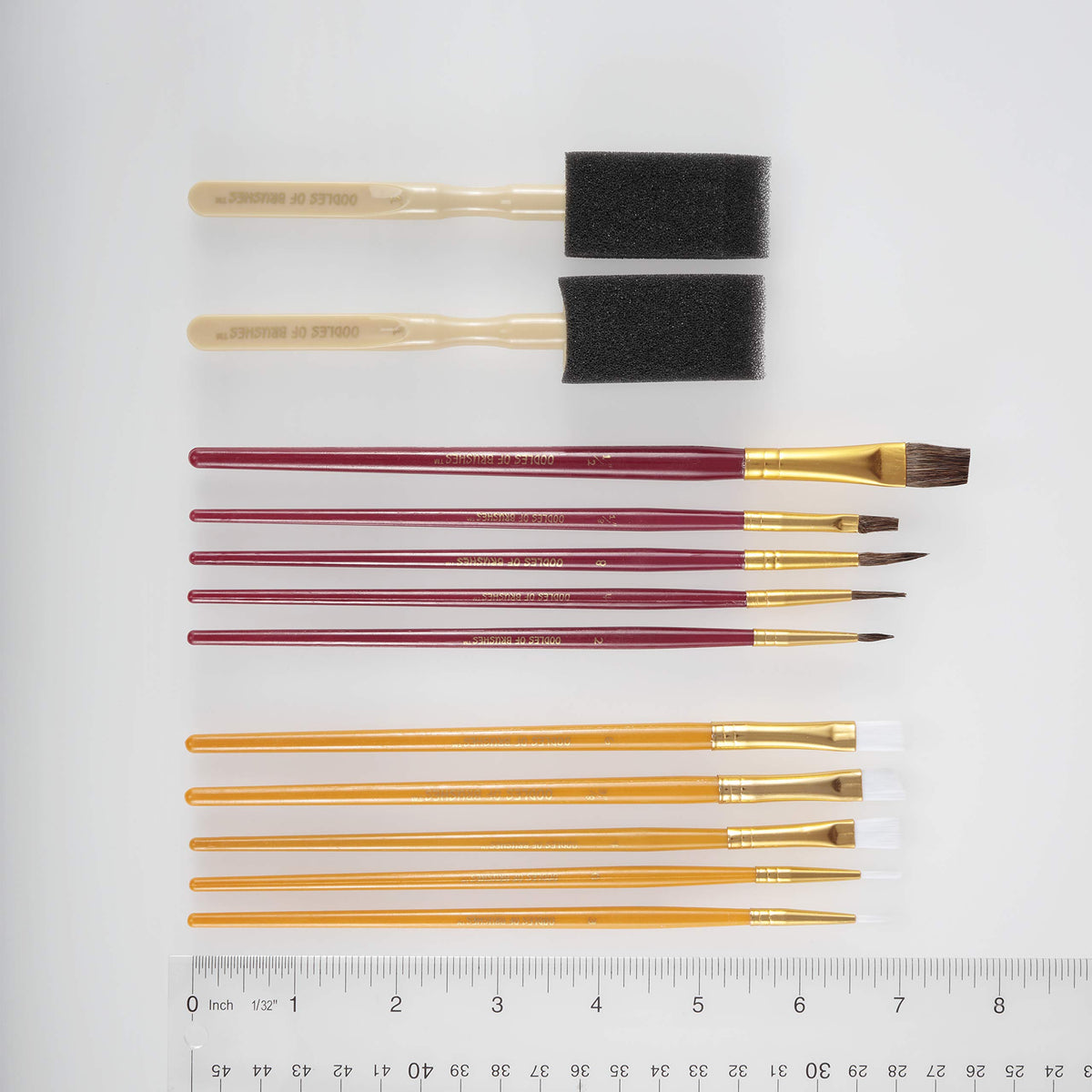 Oodles of Brushes Economical Art Brush Set of 25 - Balanced Assortment of Economical Brushes for