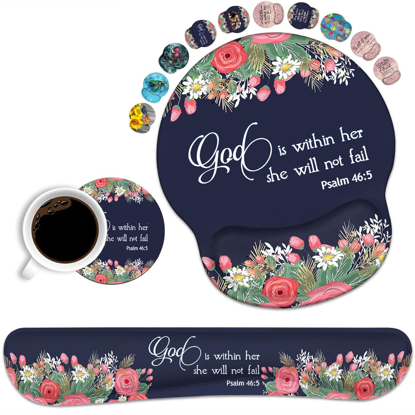 Keyboard Wrist Rest and Mouse Pad Wrist Rest Support Set, Non-Slip PU Base for Gaming and Office