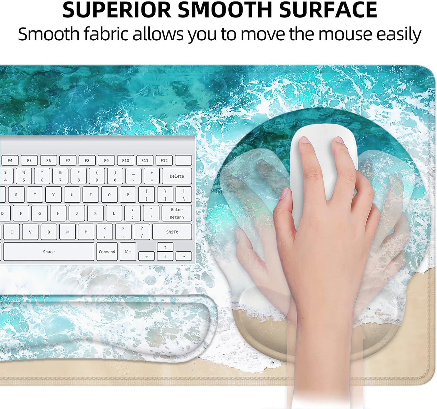 Large Desk Mat, Mouse Pad with Wrist Support, Keyboard Wrist Rest Set